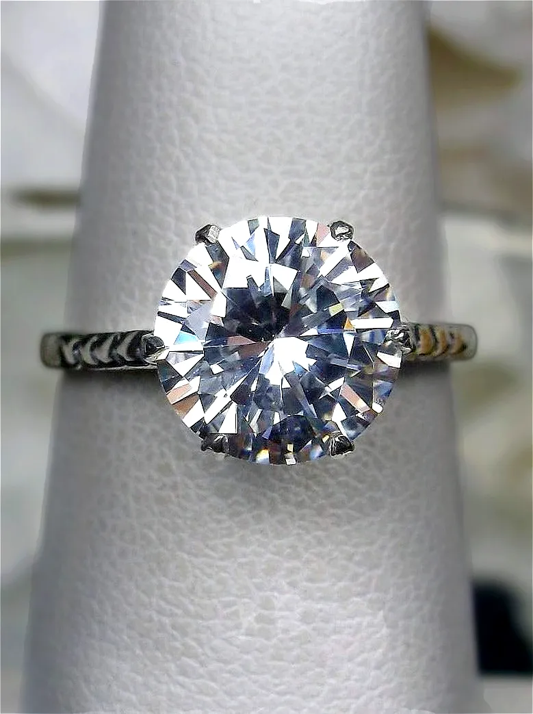 Classic Solitaire Ring, White Cubic Zirconia (CZ), Size 7, Classic Jewelry #D37 - Ready to Ship