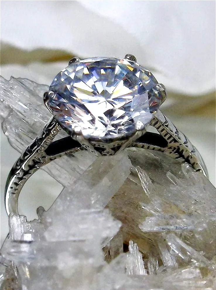 Classic Solitaire Ring, White Cubic Zirconia (CZ), Size 7, Classic Jewelry #D37 - Ready to Ship