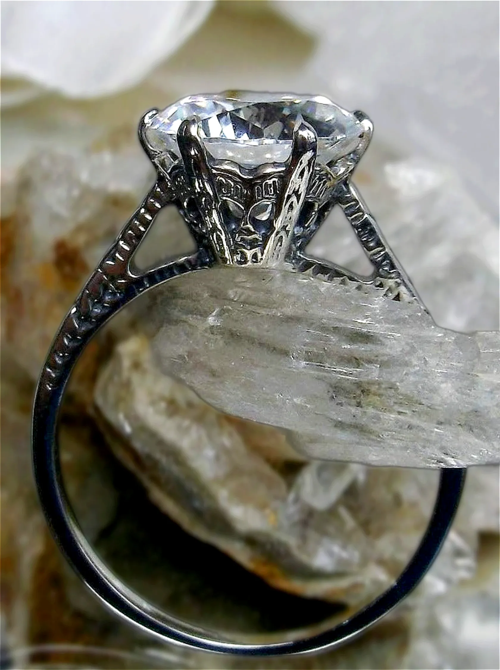 Classic Solitaire Ring, White Cubic Zirconia (CZ), Size 8, Classic Jewelry #D37 - Ready to Ship