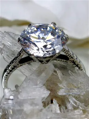 Classic Solitaire Ring, White Cubic Zirconia (CZ), Size 8, Classic Jewelry #D37 - Ready to Ship