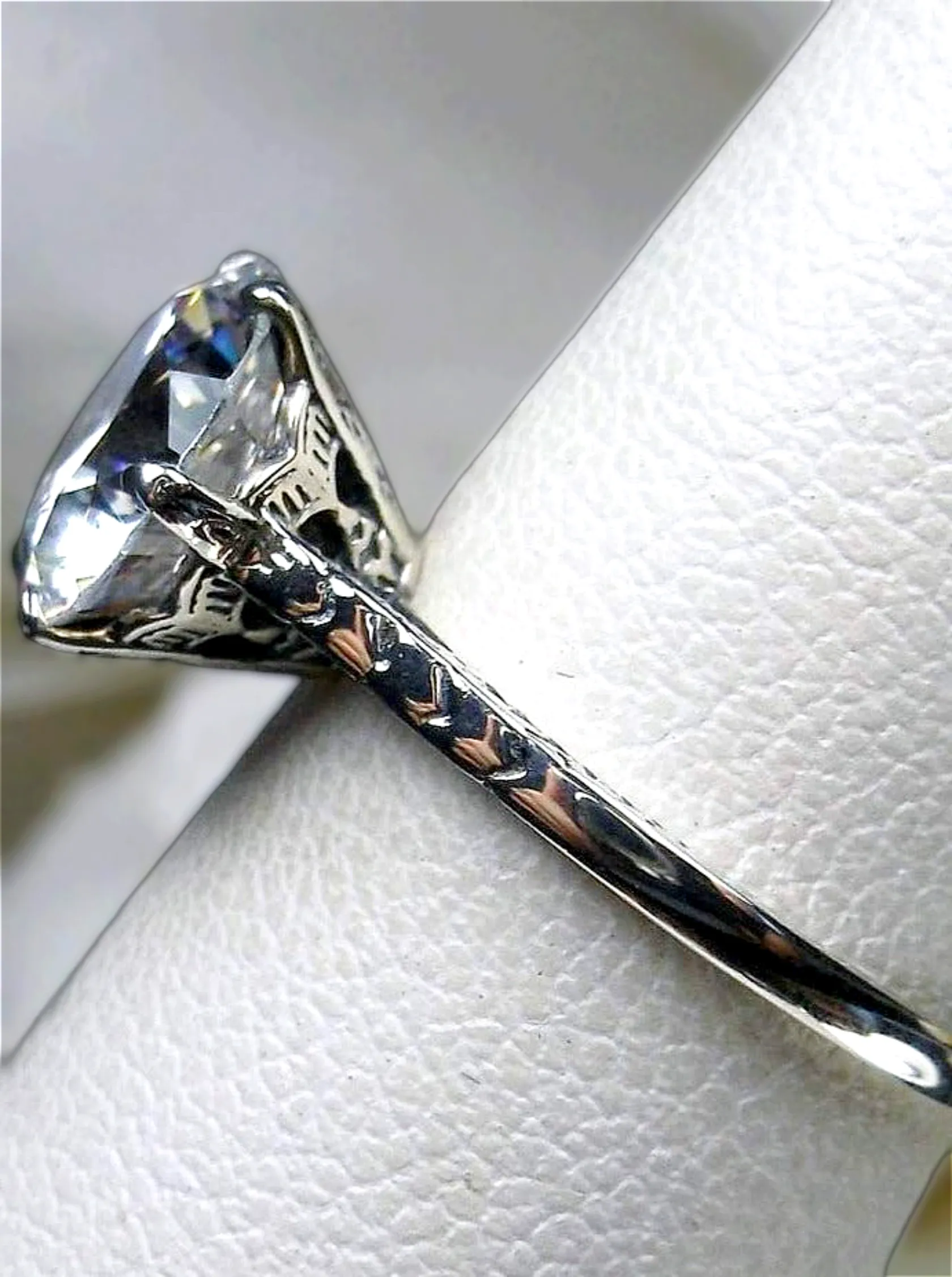 Classic Solitaire Ring, White Cubic Zirconia (CZ), Size 8, Classic Jewelry #D37 - Ready to Ship