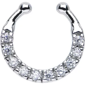 Clear CZ Wreath of Sparkle Non-Pierced Clip On Fake Septum Ring