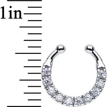 Clear CZ Wreath of Sparkle Non-Pierced Clip On Fake Septum Ring