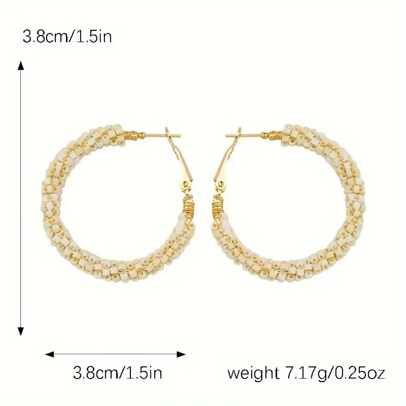 Colorful Rice Bead Hoop Earrings | Handmade Bohemian Earrings | Minimalist & Elegant