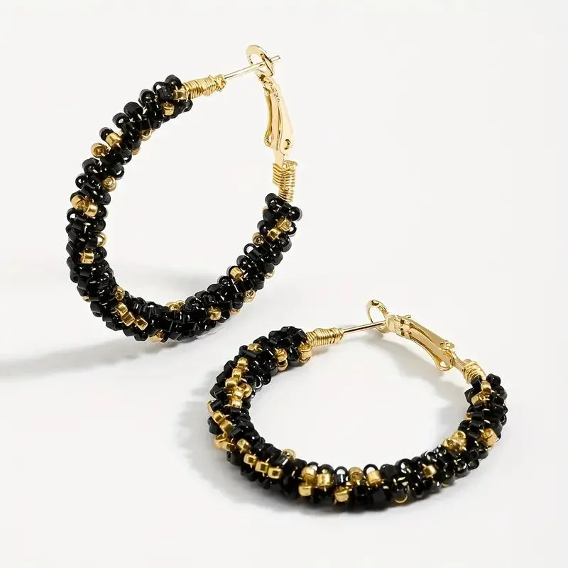 Colorful Rice Bead Hoop Earrings | Handmade Bohemian Earrings | Minimalist & Elegant