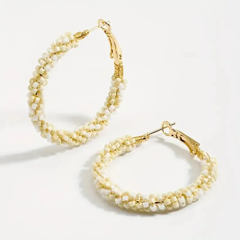 Colorful Rice Bead Hoop Earrings | Handmade Bohemian Earrings | Minimalist & Elegant