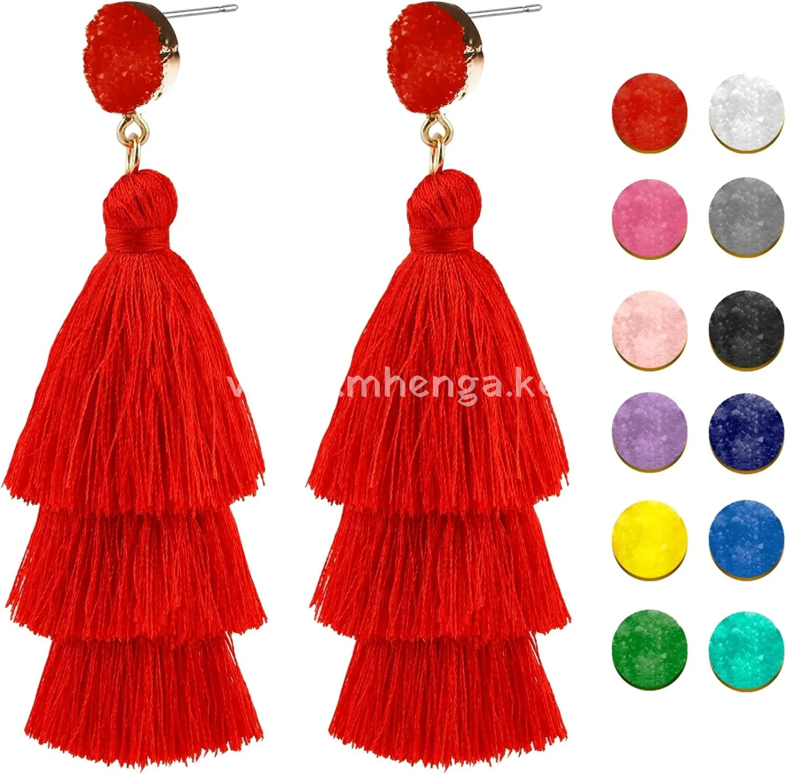 Colorful Tassel Earrings for Women Layered Christmas Earrings Bohemian Tiered Fringe Dangle Drop Earrings Halloween Valentines Day Earring for Girls Teen Mother's Day Birthday Gift