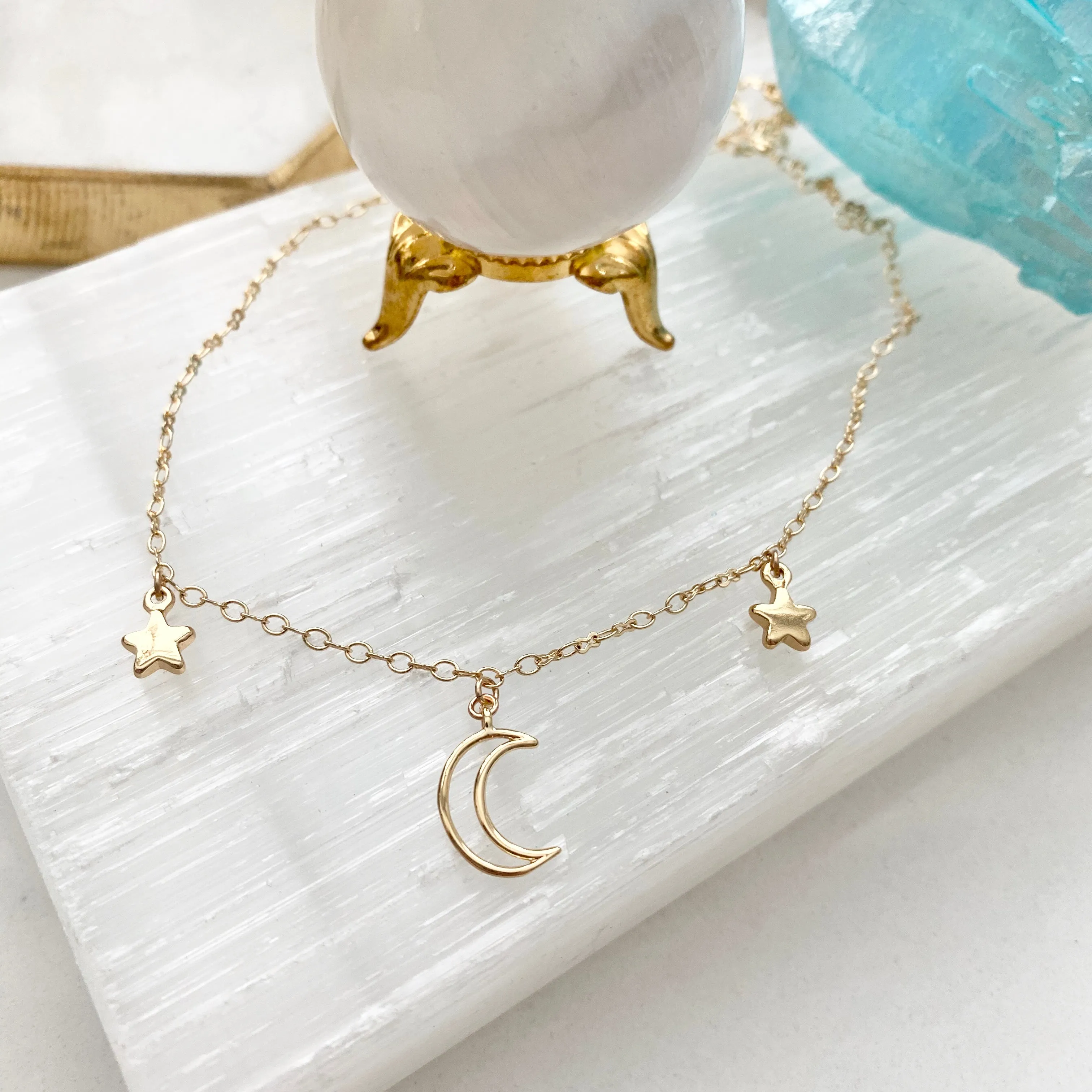 Constance Moon And Star Dangly Necklace