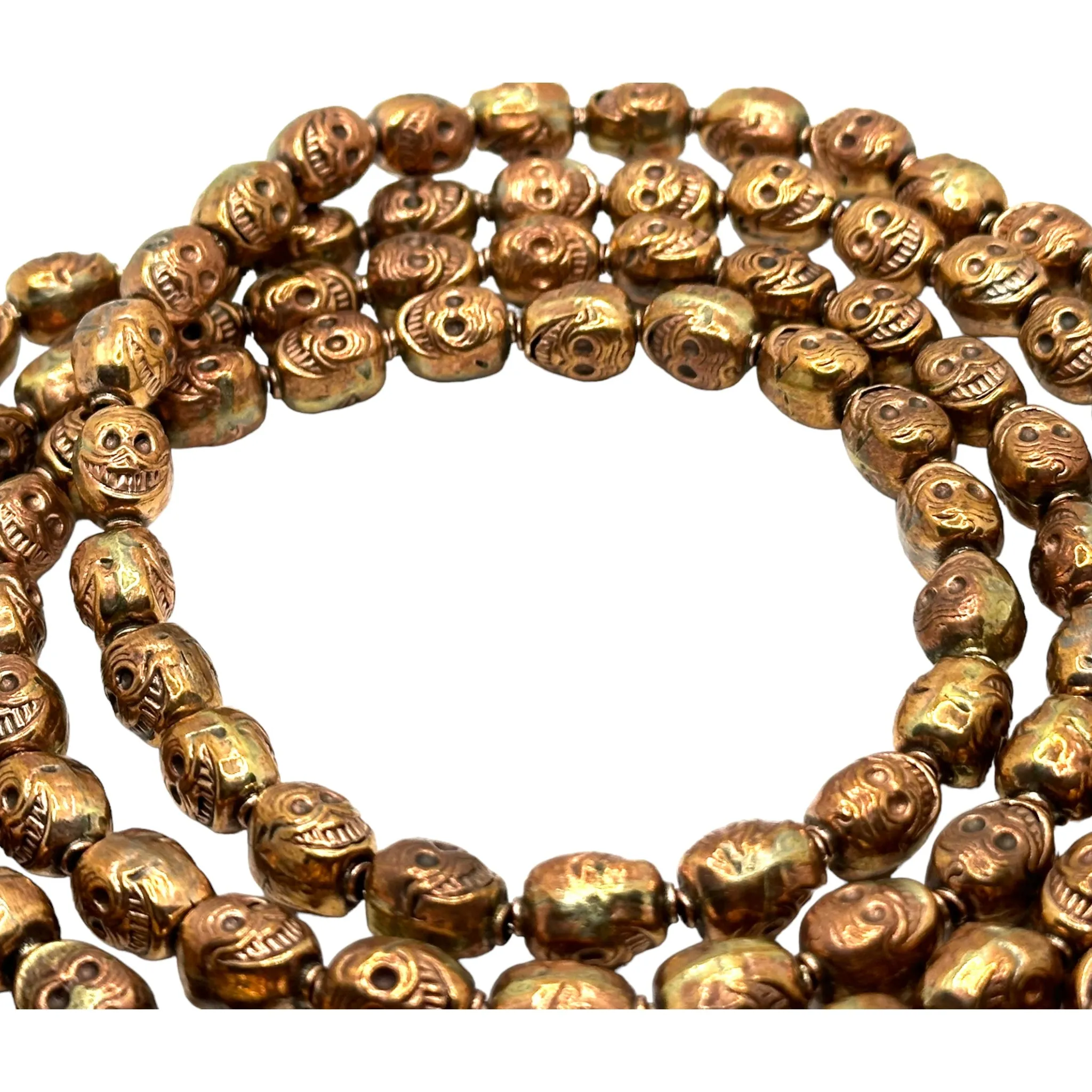 Copper Skull Hand Carved Mala