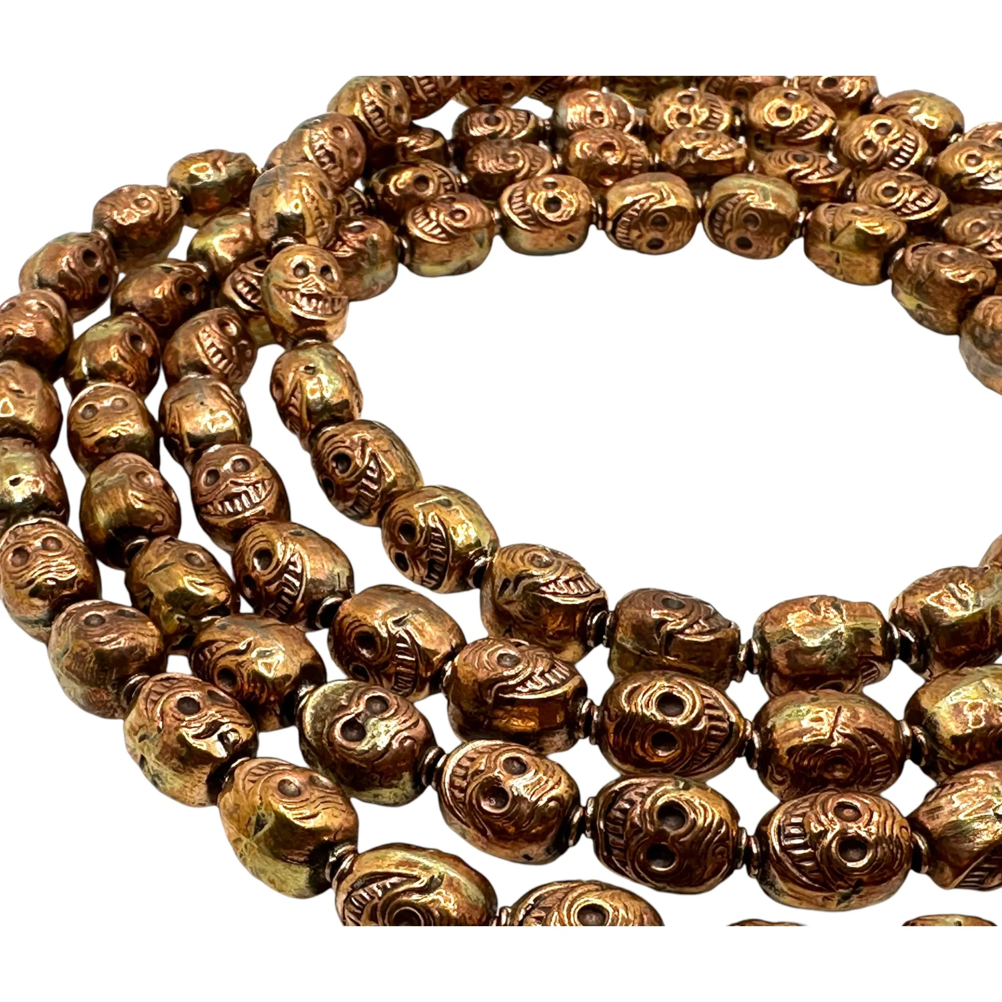Copper Skull Hand Carved Mala