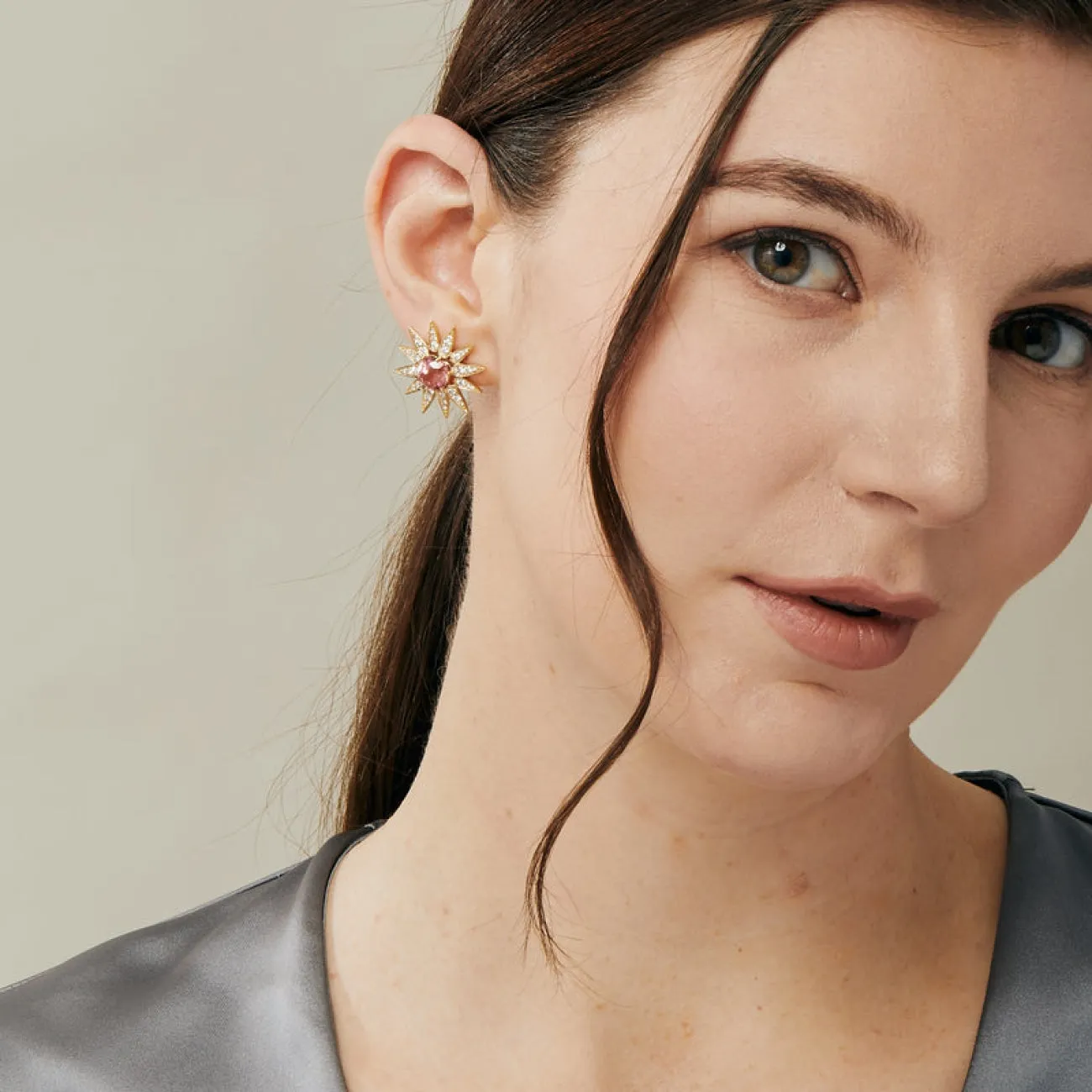 Cosmic 18K Yellow Gold Starburst Clip Back Earrings