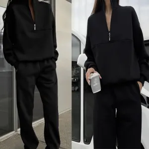 Cosy 2pcs 1/2 Zip Sweatshirt And Joggers Set