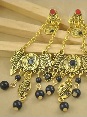 Court Vintage Earrings Carved Beaded Bohemian Earrings Geometric Flowers Tassel Baroque Earrings