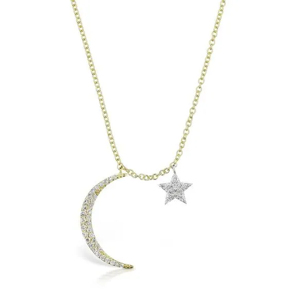 Crescent Moon and Star Necklace