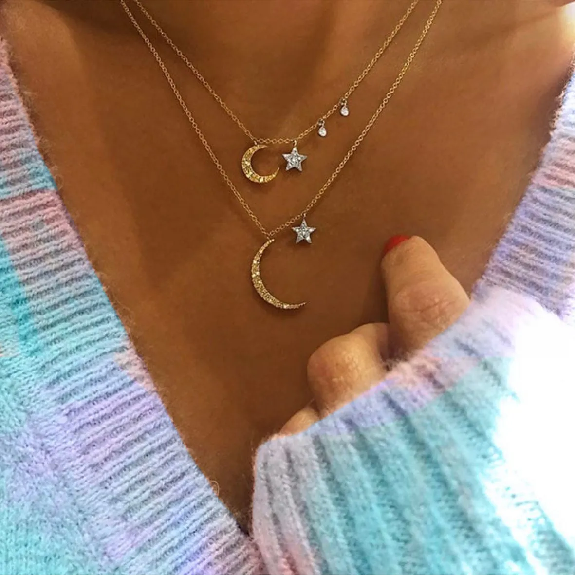 Crescent Moon and Star Necklace