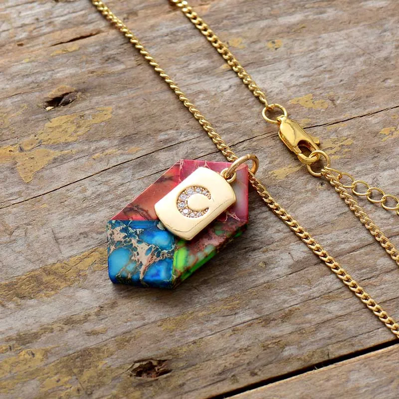 Crescent Moon Jasper Studded Necklace