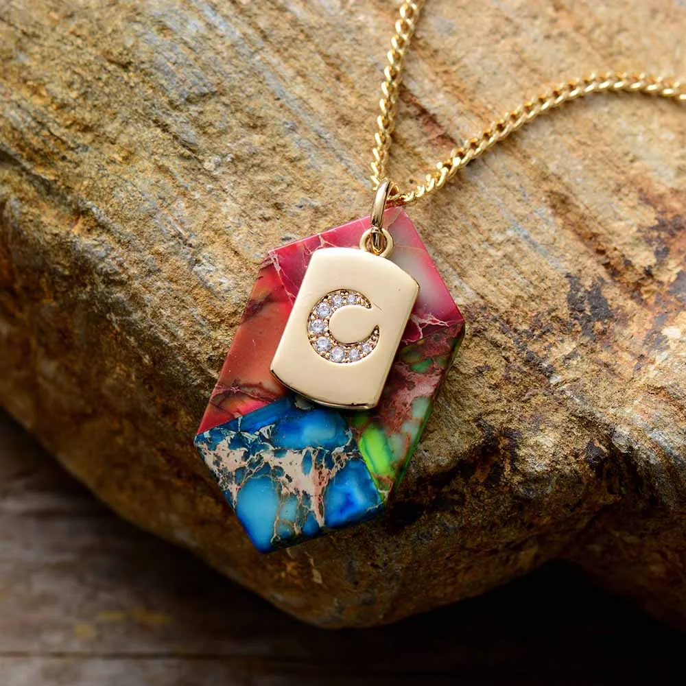 Crescent Moon Jasper Studded Necklace