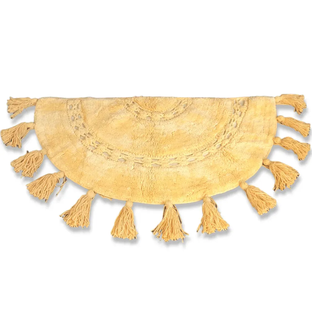 Crocheted Half Moon Bathroom Rug with Tassels