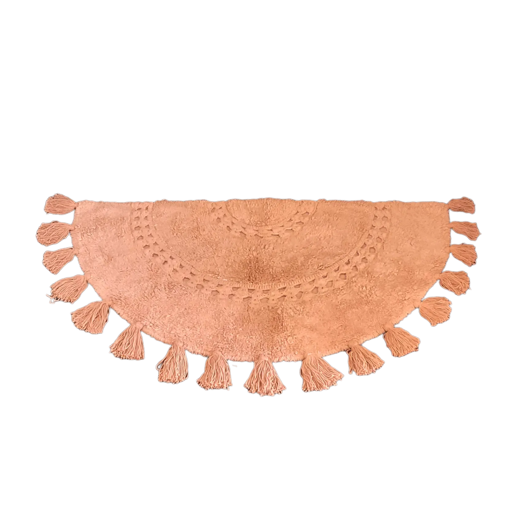 Crocheted Half Moon Bathroom Rug with Tassels