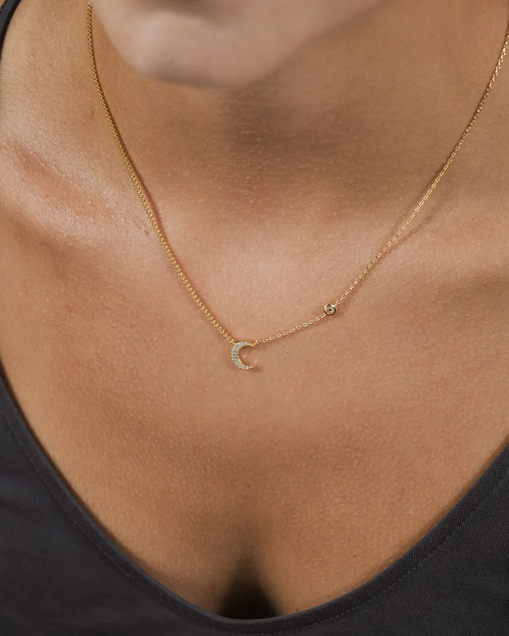 Crystal CZ Crescent Moon Necklace