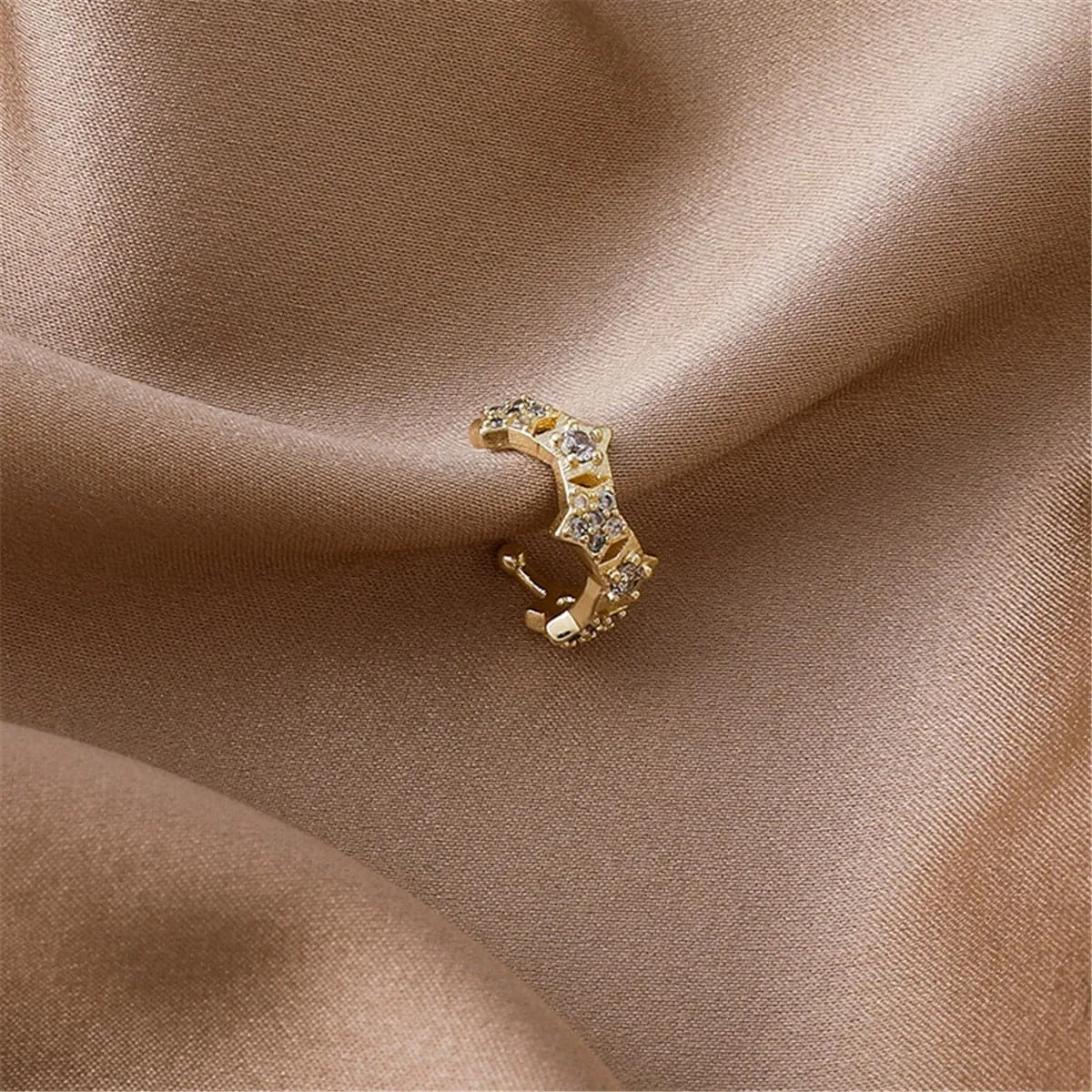 Cubic Zirconia & 18K Gold-Plated Star Ear Cuff