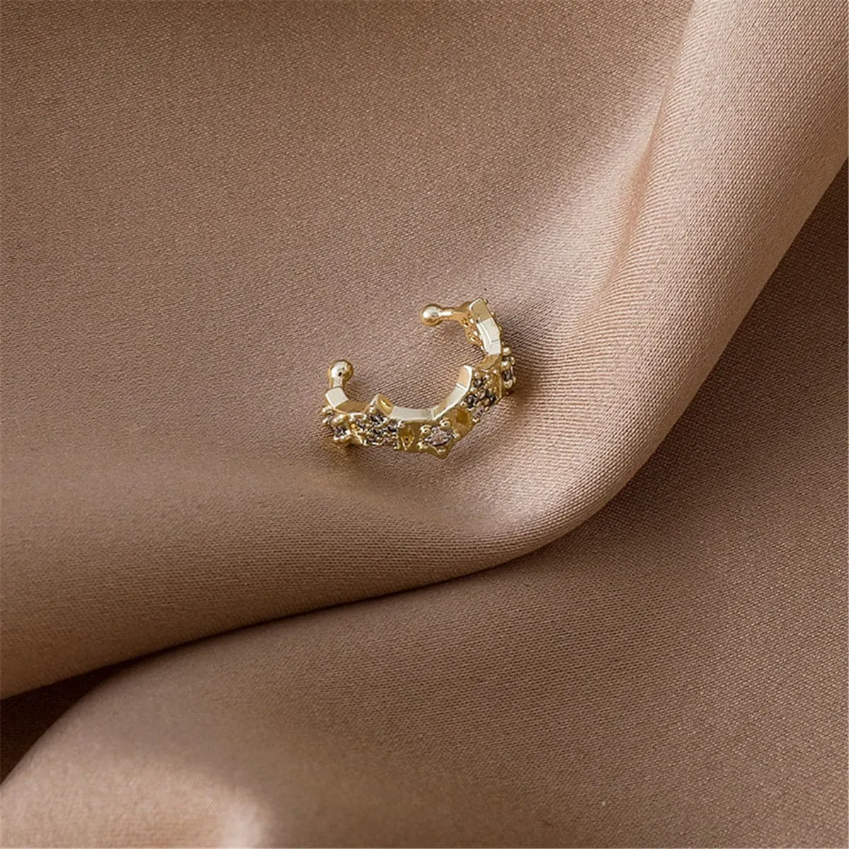 Cubic Zirconia & 18K Gold-Plated Star Ear Cuff