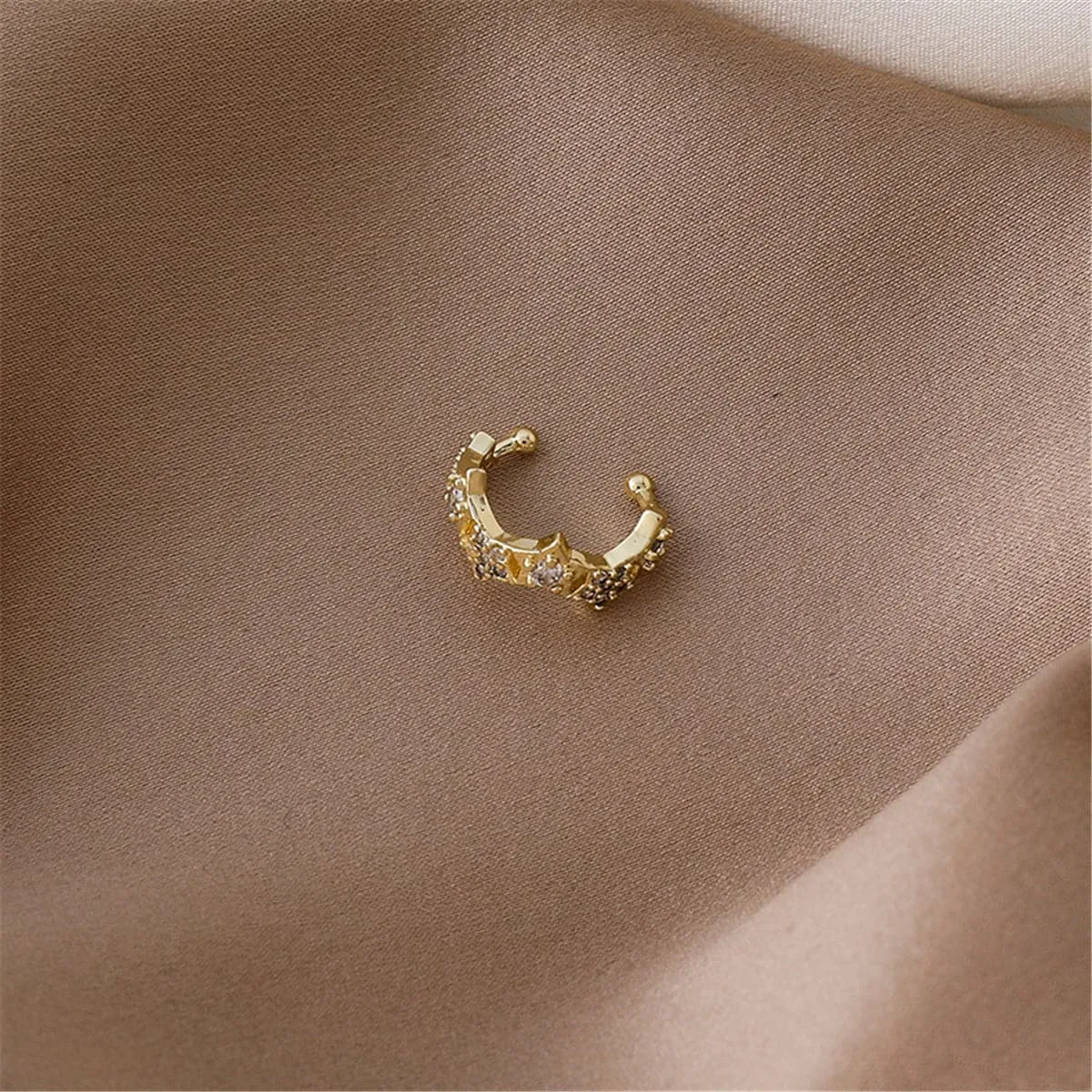 Cubic Zirconia & 18K Gold-Plated Star Ear Cuff