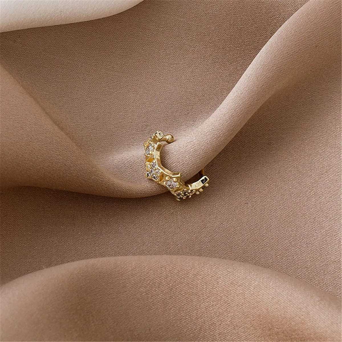 Cubic Zirconia & 18K Gold-Plated Star Ear Cuff