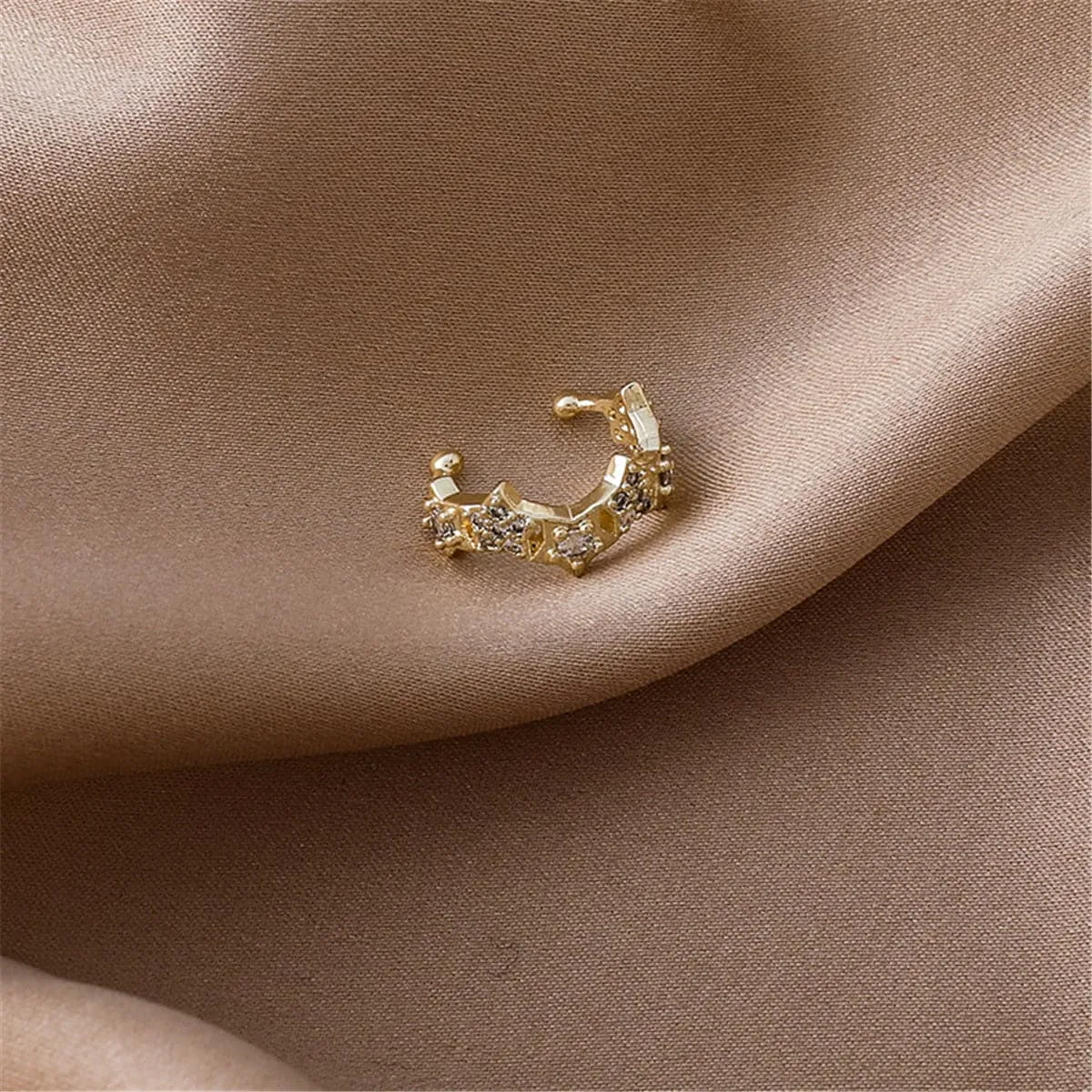 Cubic Zirconia & 18K Gold-Plated Star Ear Cuff