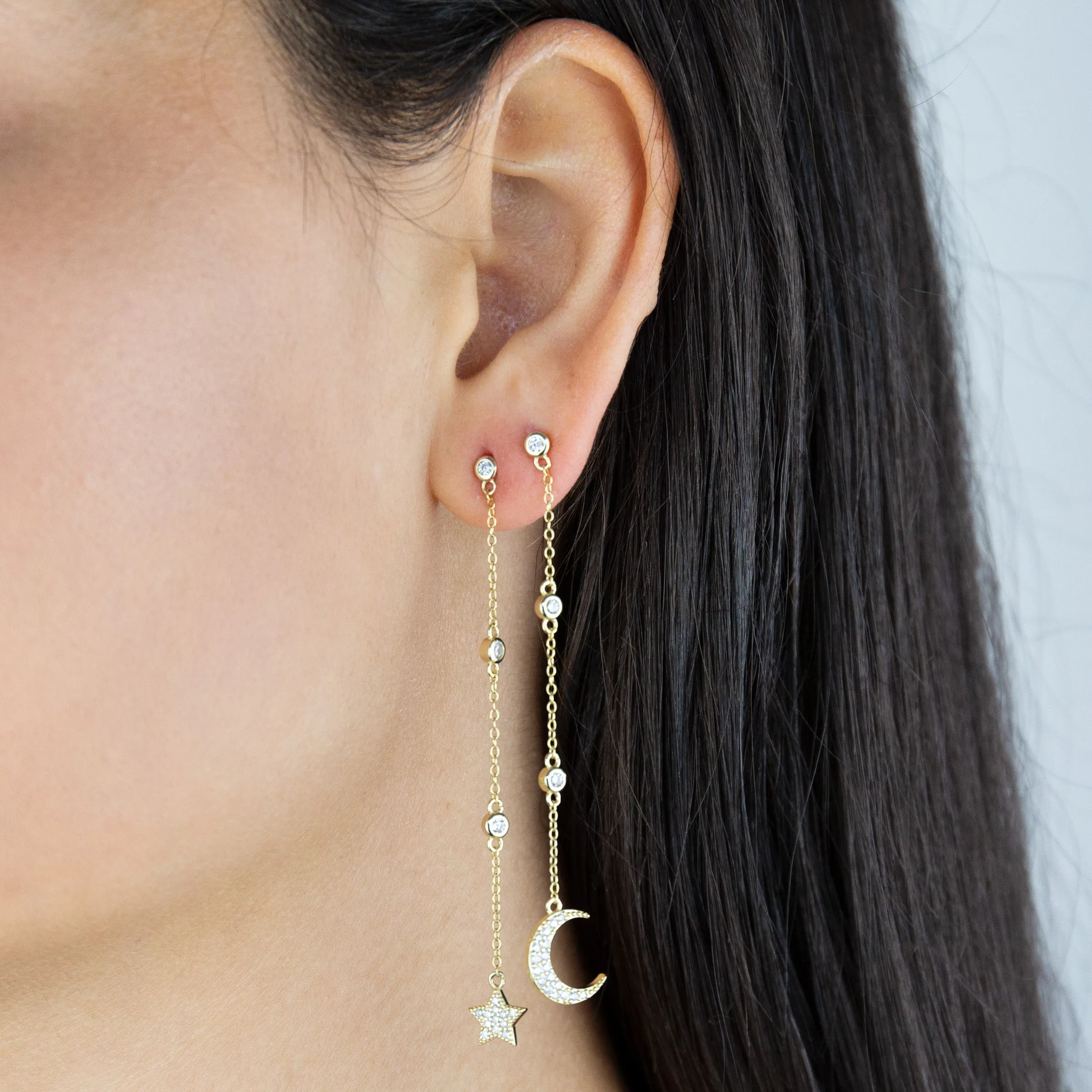 CZ Celestial Chain Drop Earring