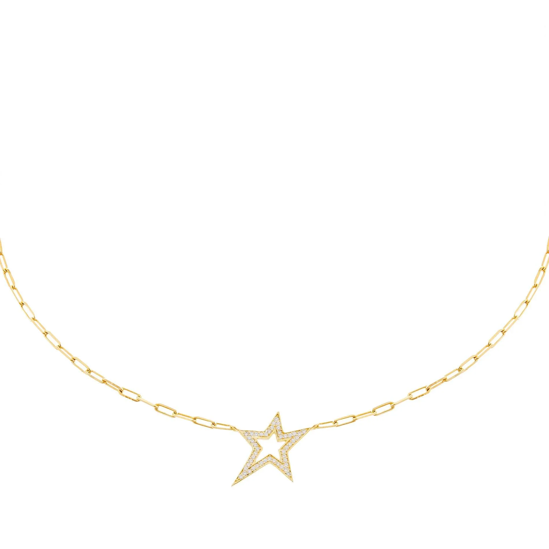 CZ Open Star Choker Necklace