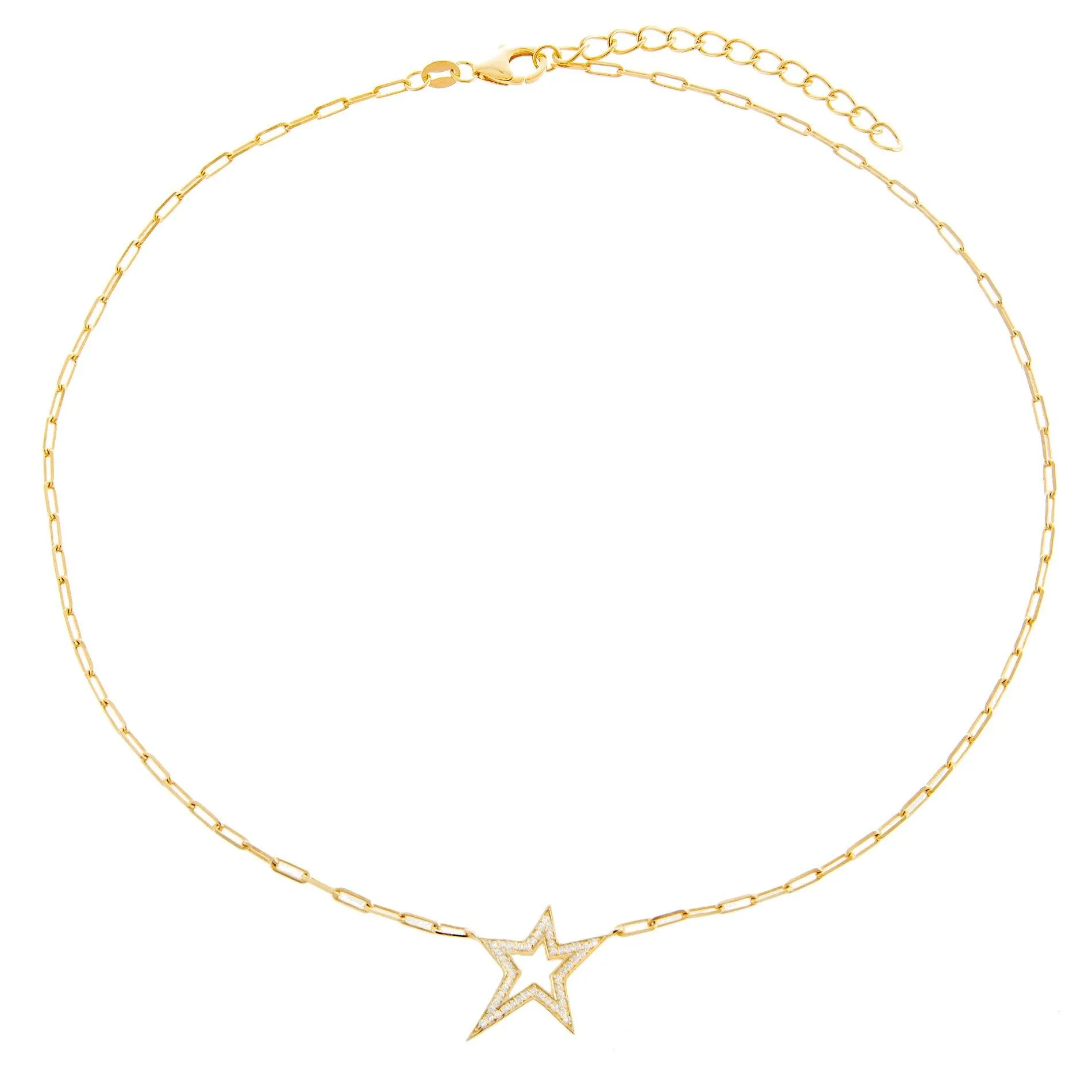 CZ Open Star Choker Necklace