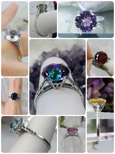 D37z, Solitaire Ring, Natural Gemstone Solitaire, Classic Victorian Jewelry #D37z