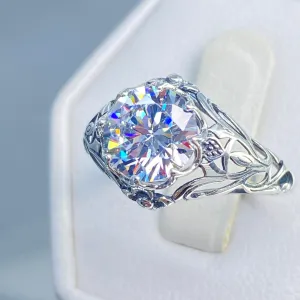 Daisy Ring, Moissanite or White Cubic Zirconia (CZ) Victorian Jewelry #D66