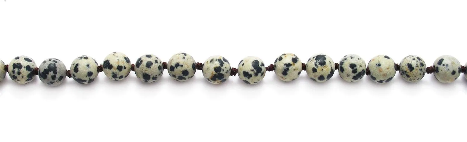 Dazzling Genuine Dalmatian Jasper 60" Bead Necklace with 9mm Beads.