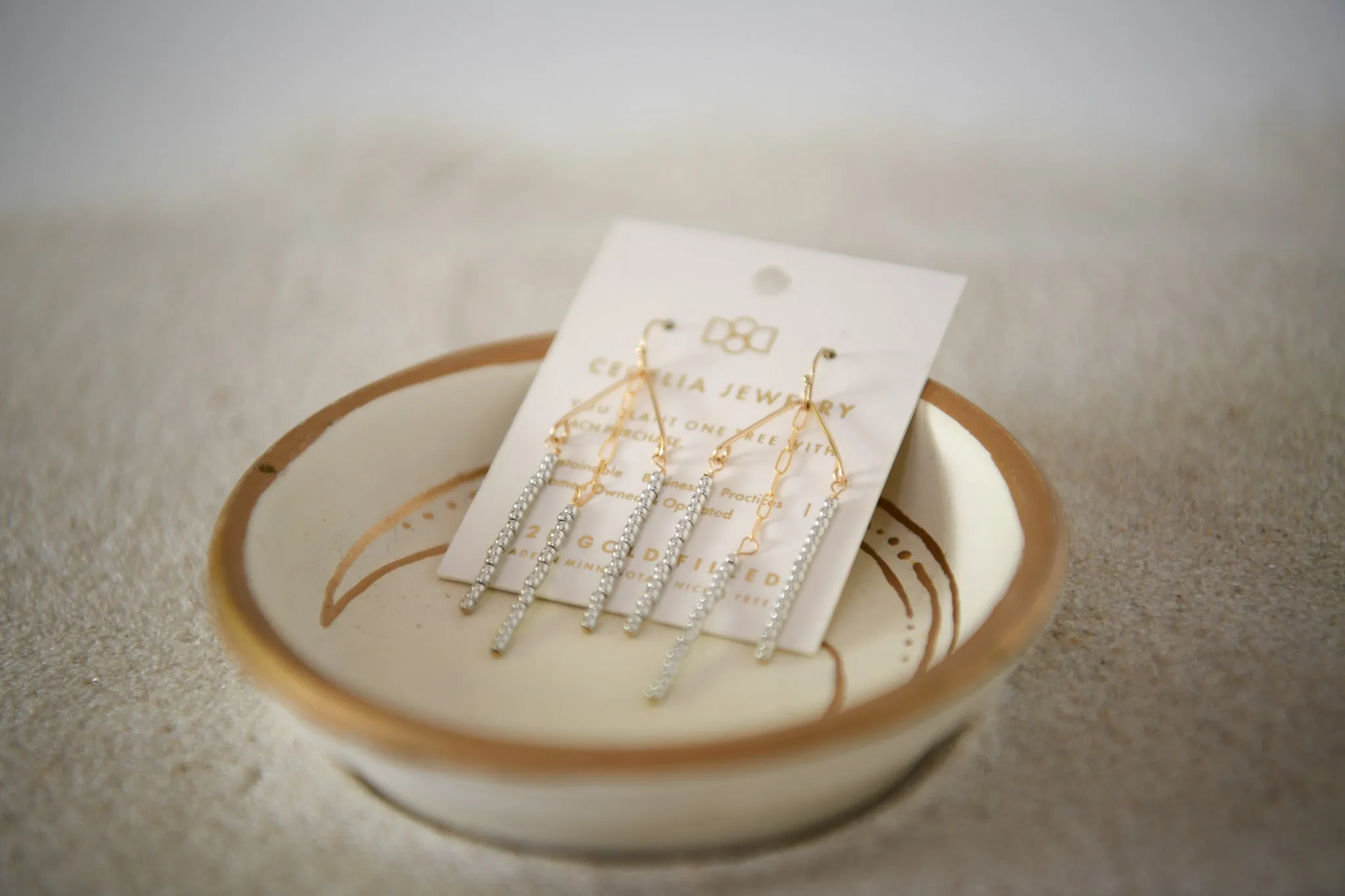Desert Bloom Symmetrical Seed Bead Gold-Filled Earrings