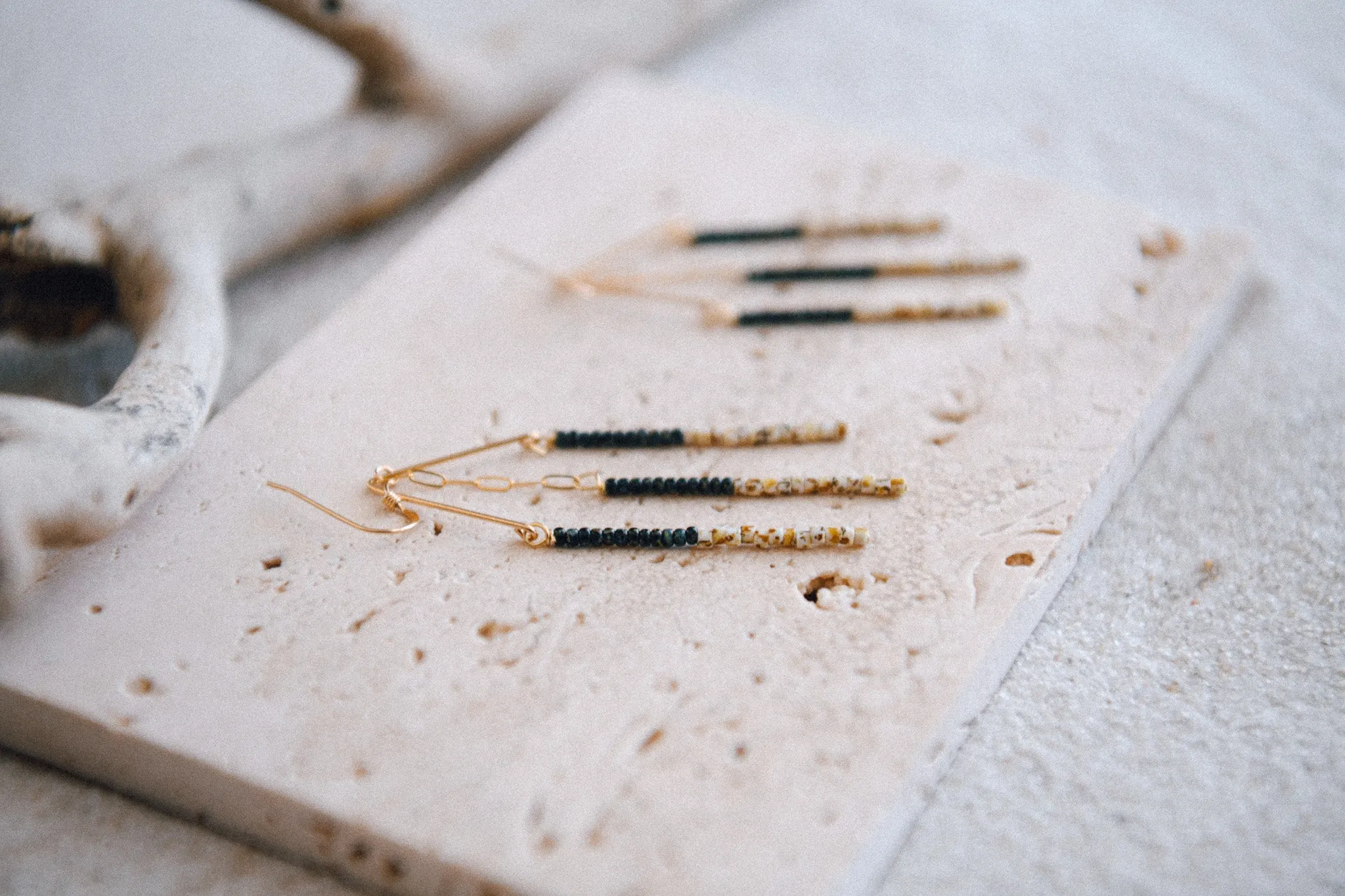 Desert Bloom Symmetrical Seed Bead Gold-Filled Earrings