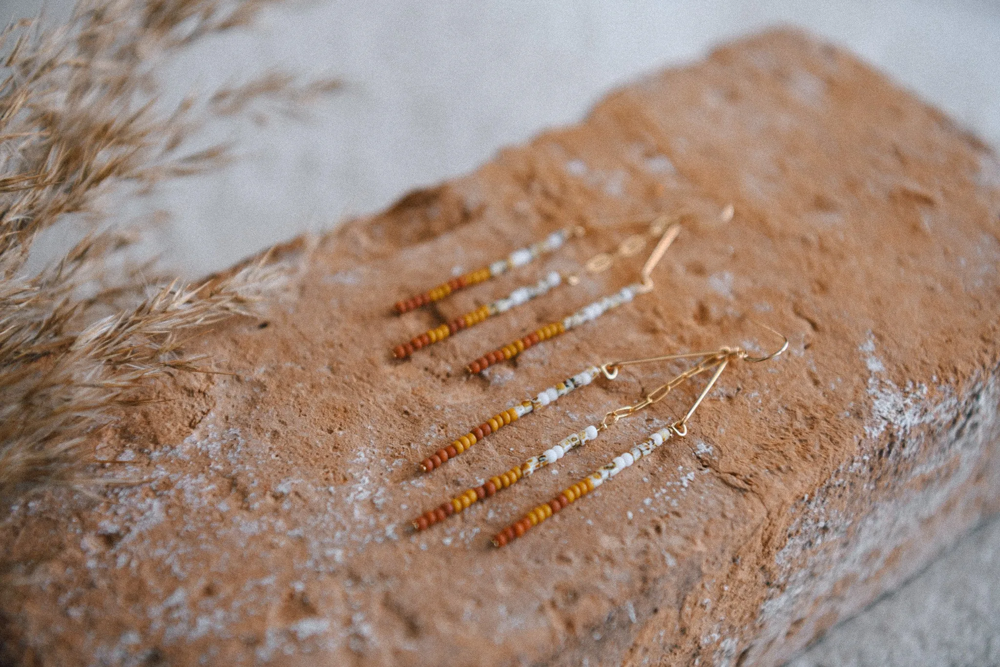 Desert Bloom Symmetrical Seed Bead Gold-Filled Earrings