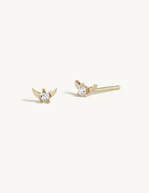 Diamond Crescent Moon Studs