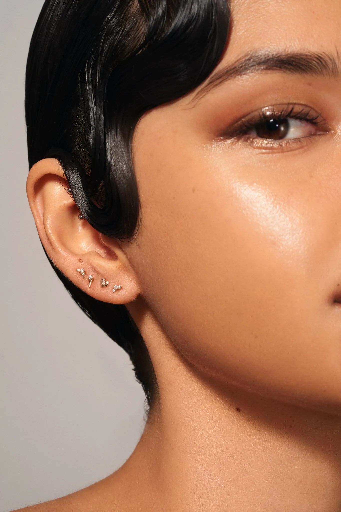 Diamond Crescent Moon Studs