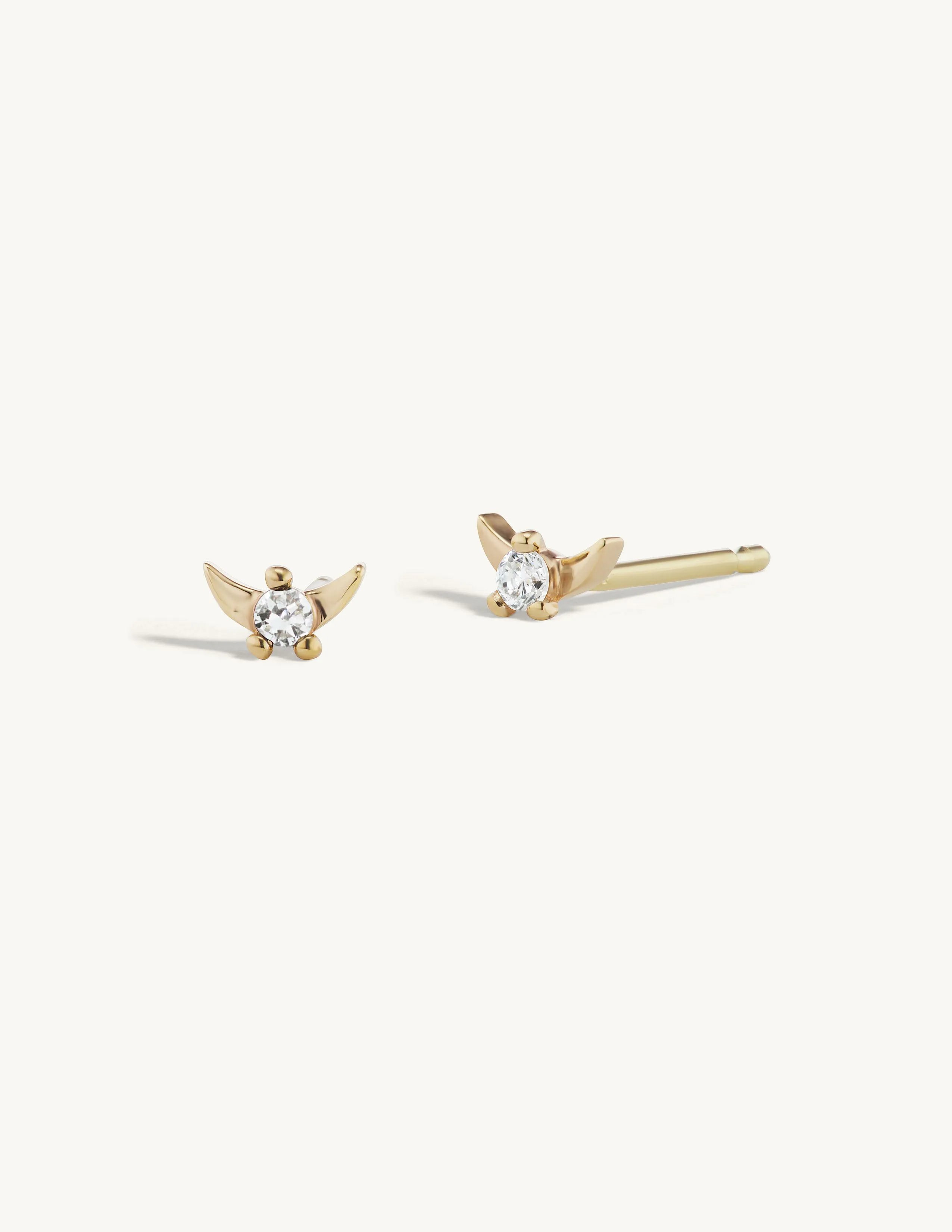 Diamond Crescent Moon Studs