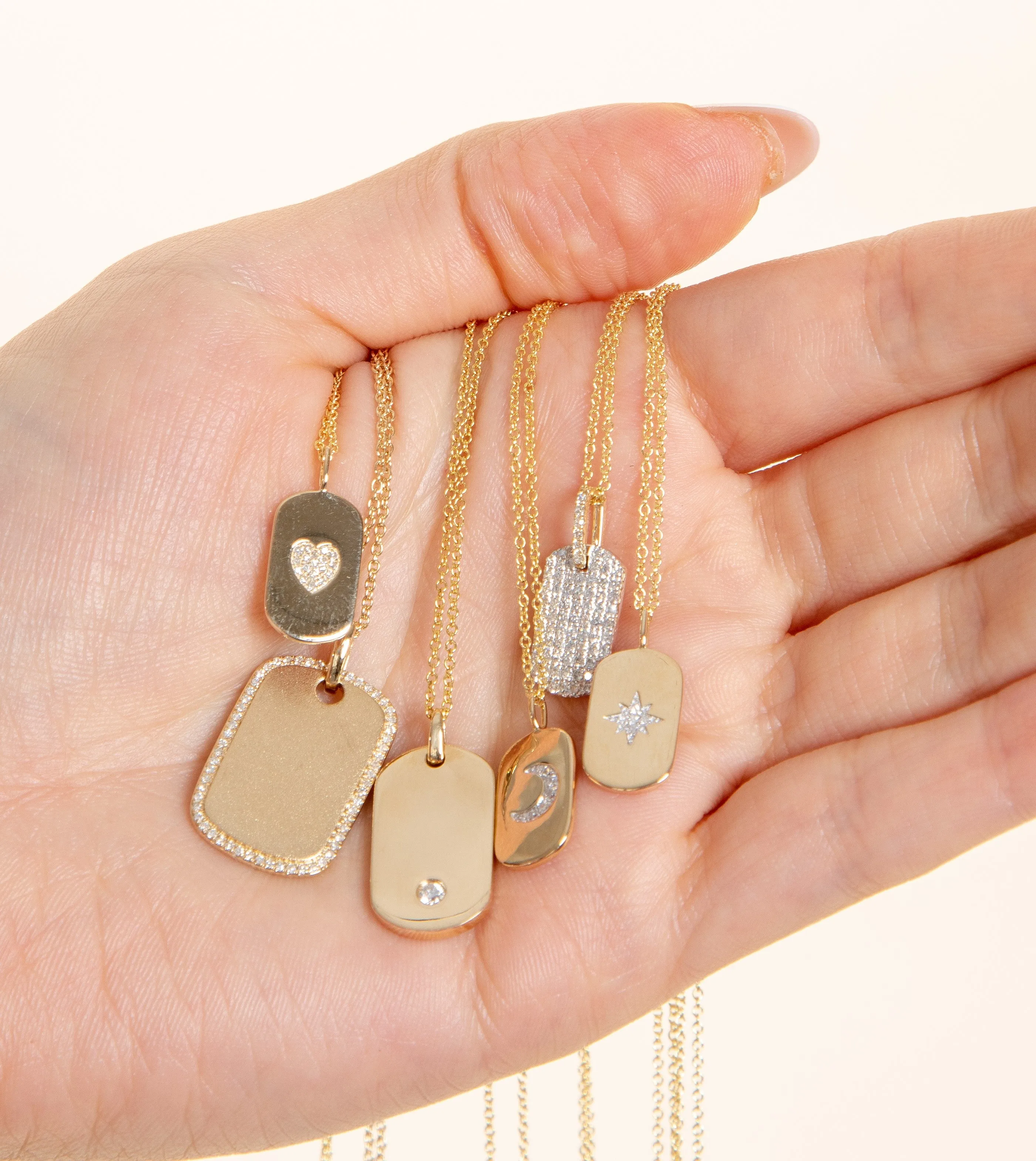 Diamond Moon Dog Tag Necklace