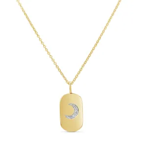 Diamond Moon Dog Tag Necklace