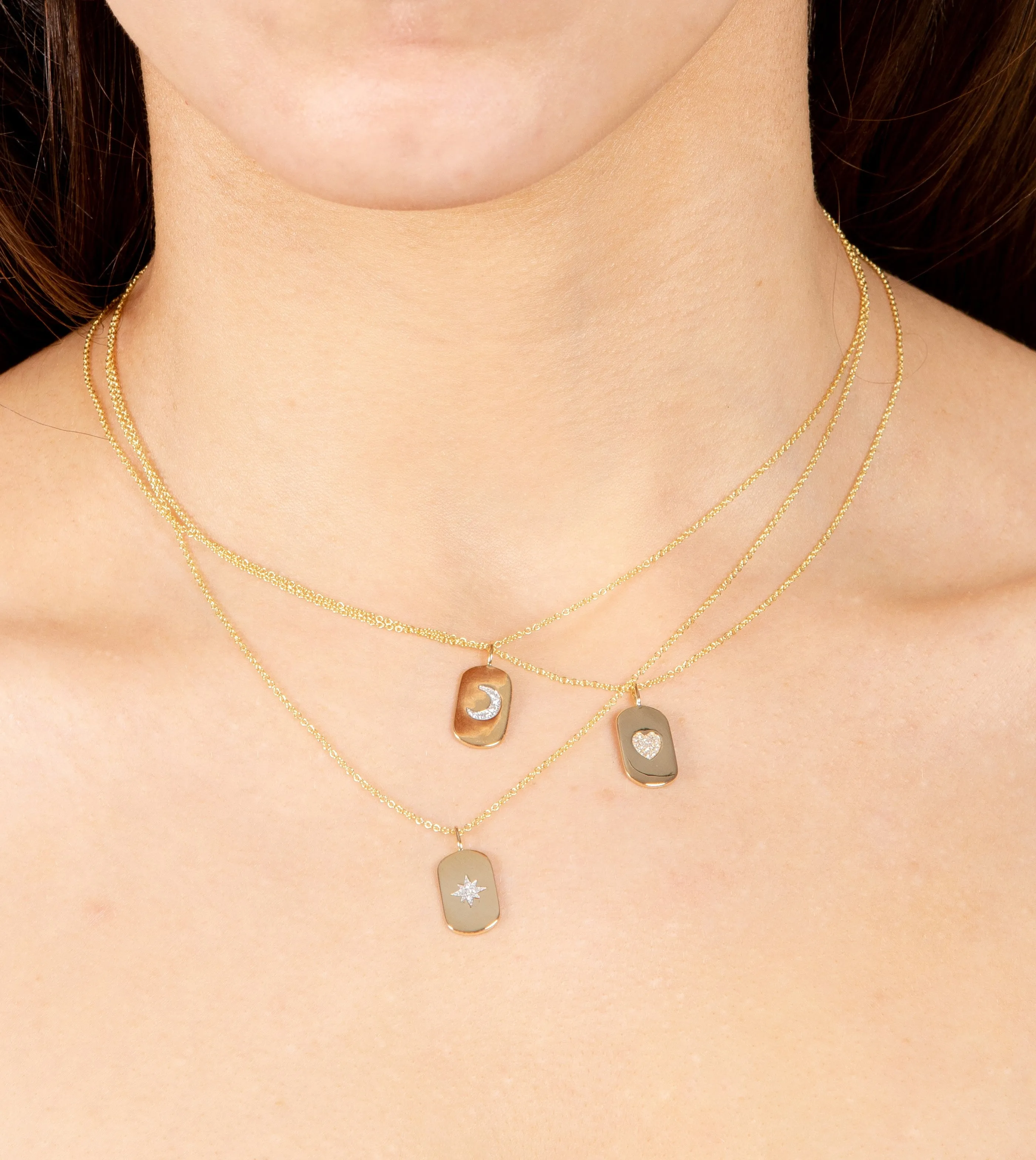 Diamond Moon Dog Tag Necklace