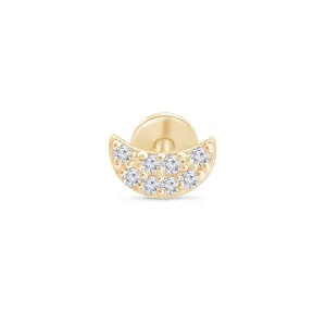 Diamond Pavé Studded Crescent Moon Flat Back Stud