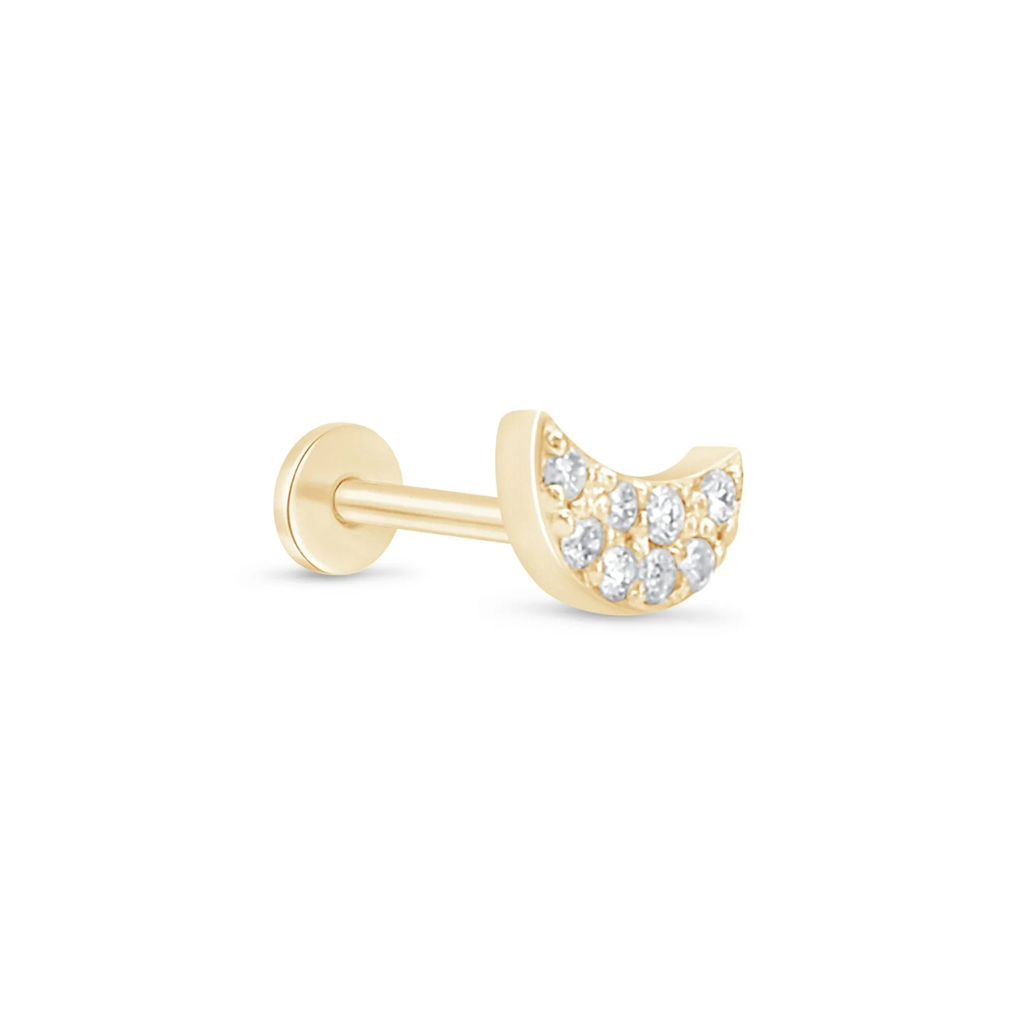 Diamond Pavé Studded Crescent Moon Flat Back Stud