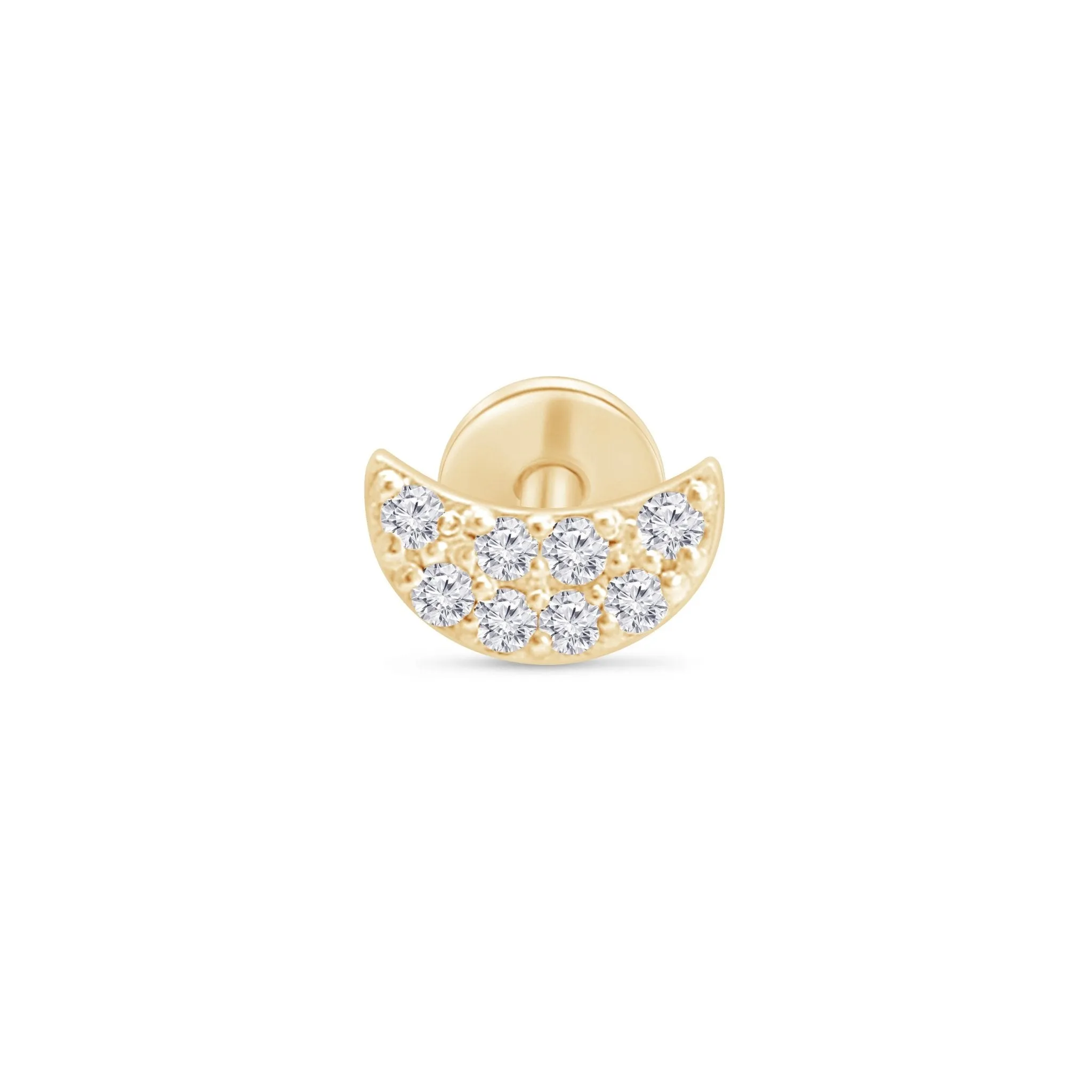 Diamond Pavé Studded Crescent Moon Flat Back Stud