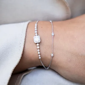Diamond Pave Circle Station Bracelet in 14k White Gold