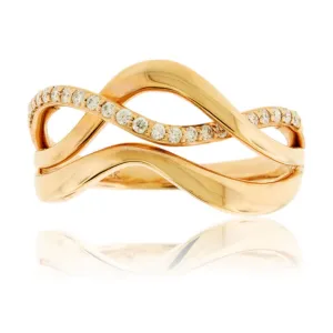 Diamond Rose Gold Bypass Ring