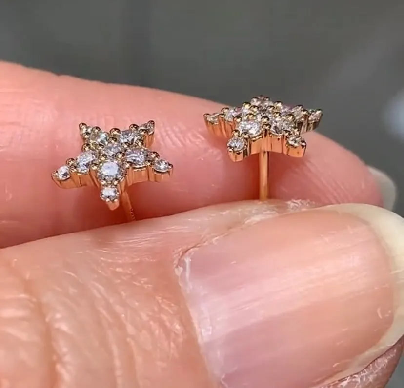 Diamond Star Stud Earrings 0.34ct tw